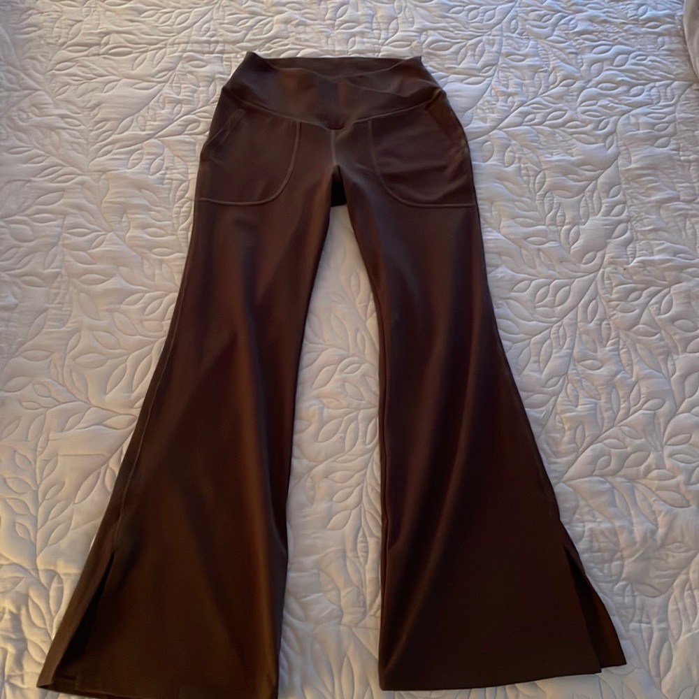 Navy Green Crossover Bootcut Yoga Pants